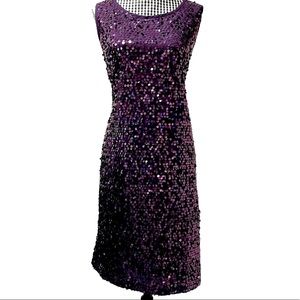 Studio Y Deep Purple Plum Sequins Party Holiday Sleeveless Mini Dress Small EUC